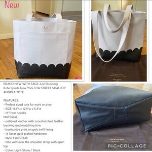 Kate Spade Two-Tone Scallop Tote - Light Gray and Black